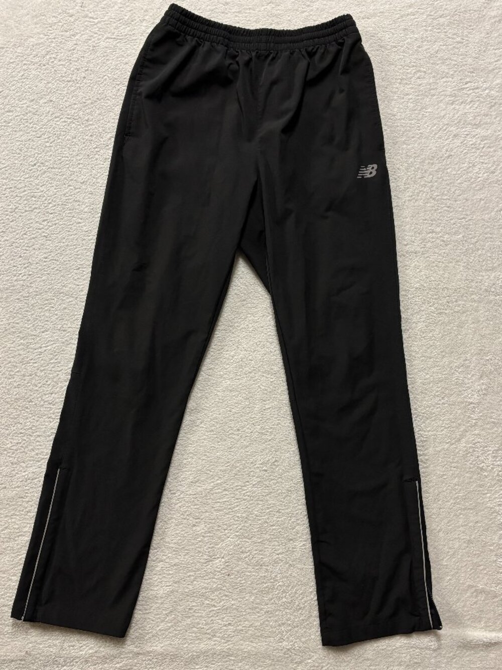 New Balance Trackpants Mens Medium Black Ankle Zip Sweatpants Running Basketball